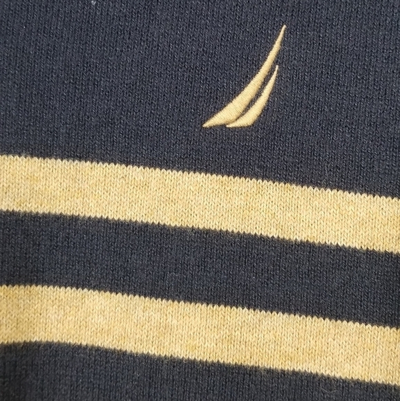 Navtech by Nautica 1/4 Zip Long Sleeve Sweater. Navy and Tan. Size Large. - Picture 2 of 7